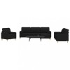 VidaXL Set canapele cu taburet și perne, 4 piese, negru, textil