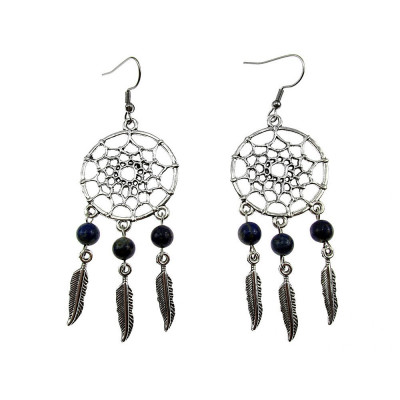 Cercei candelabru Dreamcatcher cu lapis lazuli natural foto