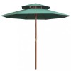 VidaXL Umbrelă de soare dublă, 270x270 cm, st&acirc;lp de lemn, verde 42963