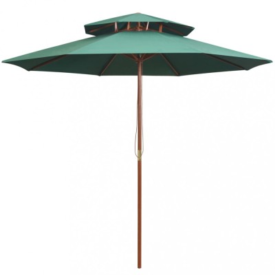 vidaXL Umbrelă de soare dublă, 270x270 cm, st&amp;acirc;lp de lemn, verde 42963 foto