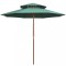 vidaXL Umbrelă de soare dublă, 270x270 cm, st&acirc;lp de lemn, verde 42963