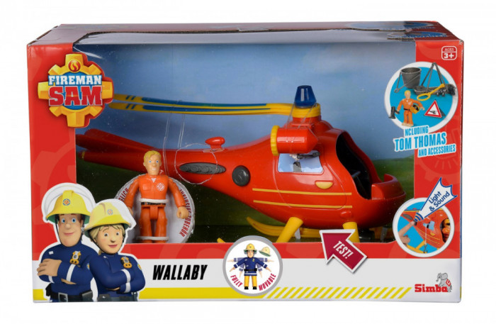 POMPIERUL SAM ELICOPERUL WALLABY CU FIGURINA TOM THOMAS SuperHeroes ToysZone