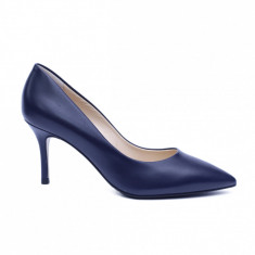 Pantofi dama din piele naturala, Elle, RIVA MANCINA, Albastru, 37 EU foto