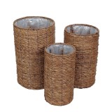 Cumpara ieftin Set 3 ghivece flori fibre naturale maro IIII 20 x 40 cm, 25 x 45 cm, 30 x 50 cm