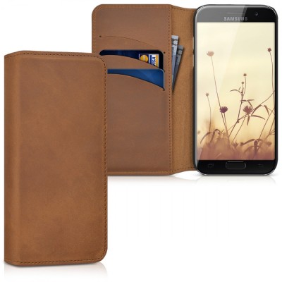 Husa pentru Samsung Galaxy A3 (2017), Piele naturala, Maro, 40770.83 foto