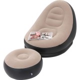 Canapea gonflabila MWAOWM, set cu taburet, PVC, 87x74cm, culoare maro