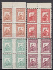 ROMANIA 1906 LP 58 TESATOAREA EMISIUNE DE BINEFACERE BLOCURI DE 4 FALS DE EPOCA