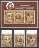 PENRHYN 1986 PICTURA CRACIUN REMBRANDT (serie + bloc dt. cu supr.) MNH, Nestampilat