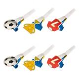 Set Suflători Petrecere, Model Fotbal, Albastru, 6 Bucăți, Oem