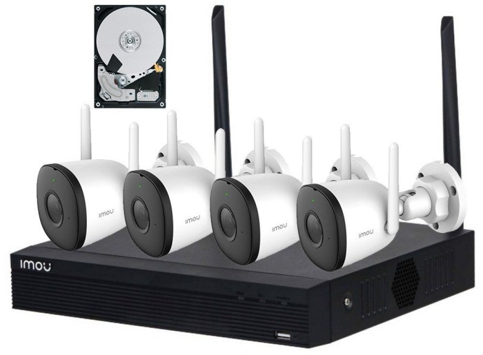 Kit supraveghere exterior IMOU, 2MP Full HD, Conexiune Wireless, 4 camere, IR 30m, Microfon, MicroSD, NVR, HDD 1TB, KIT/NVR1104HSS2-CE-1T SafetyGuard