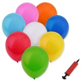 Pachet 10 baloane rotunde clasice colorate cu pompa manuala