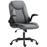 HOMCOM Fotoliu de birou, fotoliu birou ergonomic cu suporturi pentru brațe rabatabile, &icirc;nălțime reglabilă, funcție de balansare, gri | Aosom Romania