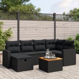 Cumpara ieftin Set canapele de grădină cu perne, 7 piese, negru, poliratan
