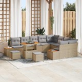 VidaXL Set de canapele pentru grădină cu pernă 12 pcs Bej Rattan poli