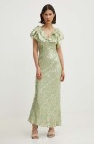 Never Fully Dressed rochie Tilda Dress culoarea verde, maxi, evazată, NFDDR1350