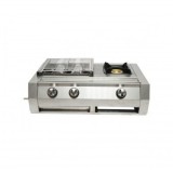 Gratar camping cu grill 2 arzatoare si 1 zona de gatit 676x400x185mm