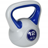 SPORTNOW Kettlebell 12kg Fitness și Antrenament, Bază Plată, M&acirc;ner Confortabil, PU și Nisip, 24x17x28 cm, Albastru | Aosom Romania