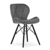 Scaun stil scandinav, Artool, Lago Velvet, catifea, lemn, gri si negru, 47x52x73.5 cm