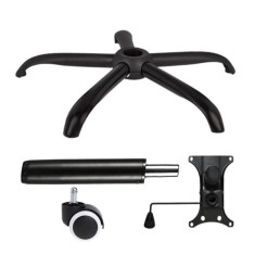 Set placuta balans metalica 20 cm x 15 cm, baza 64 cm, rola universala cauciuc si cilindru piston, gaz, pentru scaune birou, negru, 35 cm