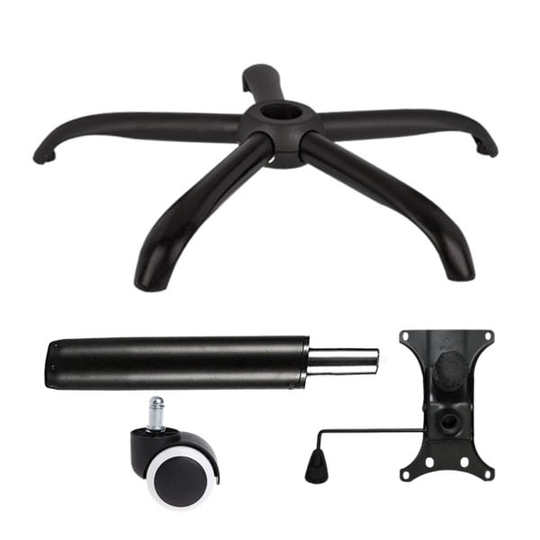 Set placuta balans metalica 20 cm x 15 cm, baza 64 cm, rola universala cauciuc si cilindru piston, gaz, pentru scaune birou, negru, 35 cm