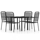 Set de servit masa pentru gradina, 5 piese, negru