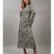 ROCHIE LUNGA CU MANECI ANIMAL PRINT VIVACE NEALLY S Verde