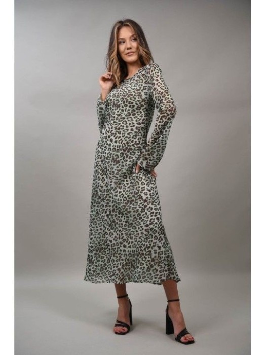 ROCHIE LUNGA CU MANECI ANIMAL PRINT VIVACE NEALLY S Verde