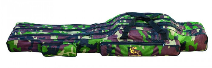 Geanta pentru transport lansete cu 3 compartimente Baracuda B2 OC, lungime 125 cm, camuflaj