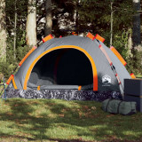 vidaXL Cort de camping, 2 persoane, gri/portocaliu, setare rapidă