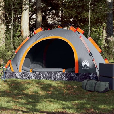 Gossi cort de camping, 2 persoane, gri/portocaliu, setare rapida foto