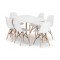 Set masa stil scandinav + 6 scaune Osaka alb, Artool, MDF alb si lemn, 120x80x75 cm
