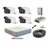 Kit sistem profesional 4 camere supraveghere FULL HD 40 m IR HIKVISION complet, lentila 2.8mm+ accesorii +hard 1TB+CADOU UPS WELL SafetyGuard Surveill