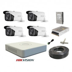 Kit sistem profesional 4 camere supraveghere FULL HD 40 m IR HIKVISION complet, lentila 2.8mm+ accesorii +hard 1TB+CADOU UPS WELL