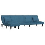 Canapea extensibila forma de L albastru 255x140x70 cm catifea