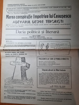 ziarul dacia politica si literara 1991 - anul 1,nr.1-prima aparitie a ziarului foto