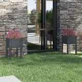 Cumpara ieftin Jardiniere de grădină, 2 buc., gri, 40x40x70 cm, lemn masiv pin