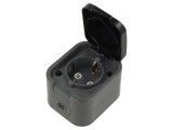 Conector alimentare AC 2P+PE 250VAC 16A gri ABEX