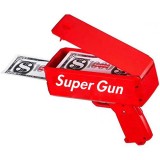 Jucarie interactiva de tip pistol ce arunca bani, rosu, 100 bani jucarie inclusi