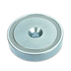 Magnet neodim oală D 75 mm cu gaură și șanfren