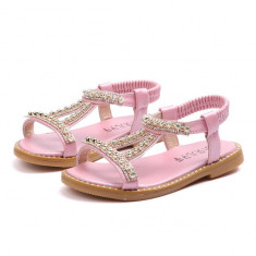 Sandale roz sidefat cu strasuri (Marime Disponibila: Marimea 22)