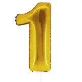 Balon Petrecere Aluminiu, Nr. 1, Culoare Auriu Metalizat, 24cm