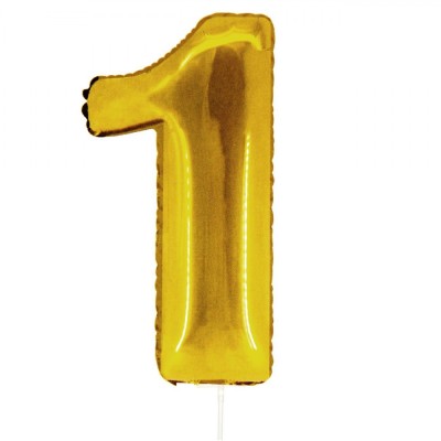 Balon Petrecere Aluminiu, Nr. 1, Culoare Auriu Metalizat, 24cm foto