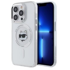 Husa iPhone 13 Pro Max Karl Lagerfeld IML MagSafe, Metal Choupette`s Head, alb, KLHMP13XHLSCHH foto