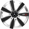 Set 4 Capace Roti Auto Helix GTX Carbon Gri Negru R15 Mercedes + Inele Cromate si Cercuri Metalice Fixare
