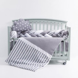 Lenjerie MyKids 6 piese Gray-White fara baldachin 120x60 cm GreatGoods Plaything