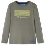 Tricou pentru copii cu m&acirc;neci lungi, kaki, 128