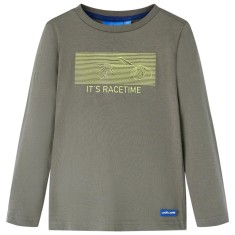 Tricou pentru copii cu m&acirc;neci lungi, kaki, 128