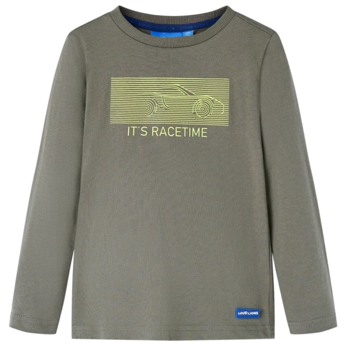 Tricou pentru copii cu m&acirc;neci lungi, kaki, 128