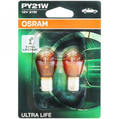 Set Becuri semnalizare PY21W Osram Ultra Life, 12V, 21W, 2 buc foto