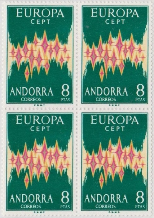EUROPA CEPT 1972 &ndash; Andorra spaniola - bloc de 4